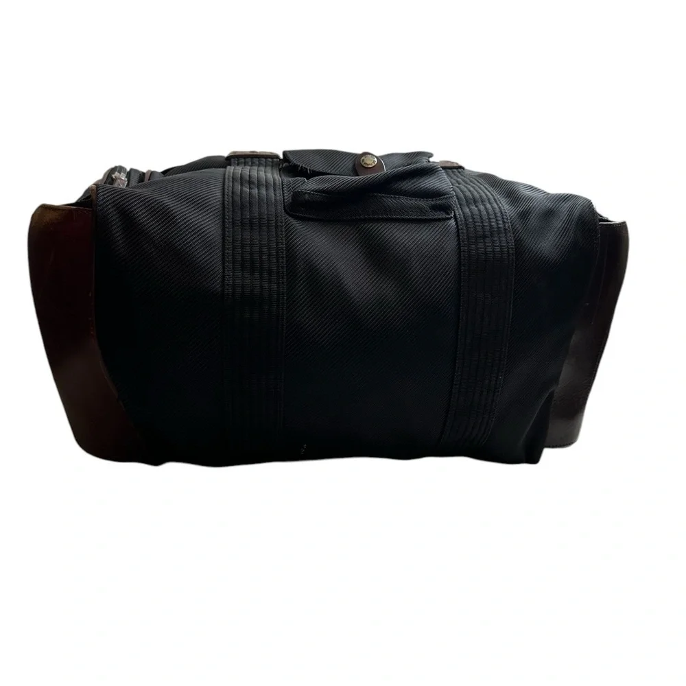 Vintage Filson Heritage Black Nylon Duffle Bag Leather Trim Medium